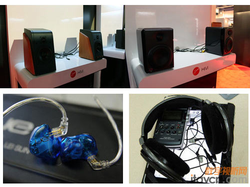 惠威M200音箱（左上）、惠威Hsystem音箱（右上）、iPad音質神器（右下）萬元定制耳塞開箱（左下）