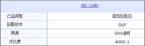 NEC NP-L50W+投影機一覽表